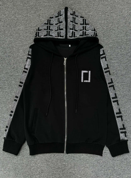 Designer Fashionable Colorful Crystal Diamond Letter Sweatshirt and Trousers Two-Piece Set for Women Autumn and Winter Suit for Men and Women M-2XL