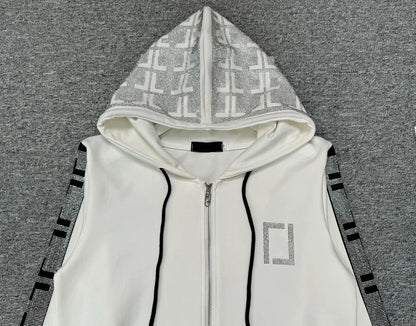 Designer Fashionable Colorful Crystal Diamond Letter Sweatshirt and Trousers Two-Piece Set for Women Autumn and Winter Suit for Men and Women M-2XL