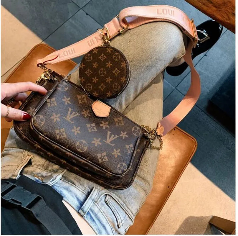 NEW Latest Classic Ladies Handbag Purse 3A in 1 Printed Flower Mahjong Bag with Frame Double-Sided Wide Chain Shoulder Strap Crossbody Bag