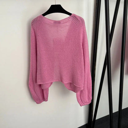 906 2025 Runway Summer Brand Same Style Sweater V Neck Cardigan Pink Fashion Womens Clothes High Quality Womens 20255854