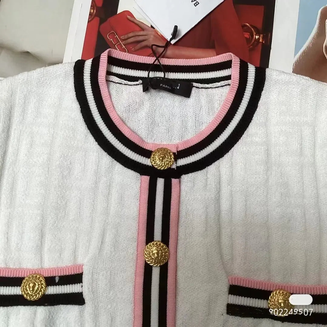 609 2024 Women'S Two Pieces Sets Dress Crew Neck Flora Print Short Skirt Empire Short Sleeve Womens Clothes Jiashun