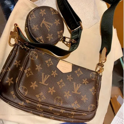 NEW Latest Classic Ladies Handbag Purse 3A in 1 Printed Flower Mahjong Bag with Frame Double-Sided Wide Chain Shoulder Strap Crossbody Bag