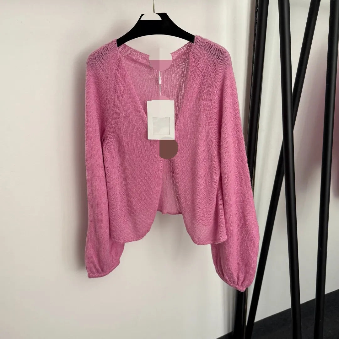 906 2025 Runway Summer Brand Same Style Sweater V Neck Cardigan Pink Fashion Womens Clothes High Quality Womens 20255854