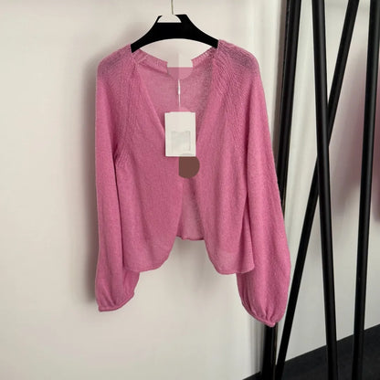 906 2025 Runway Summer Brand Same Style Sweater V Neck Cardigan Pink Fashion Womens Clothes High Quality Womens 20255854