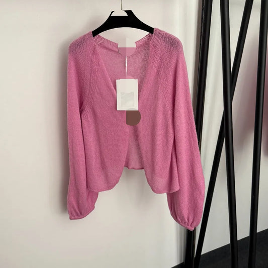 906 2025 Runway Summer Brand Same Style Sweater V Neck Cardigan Pink Fashion Womens Clothes High Quality Womens 20255854