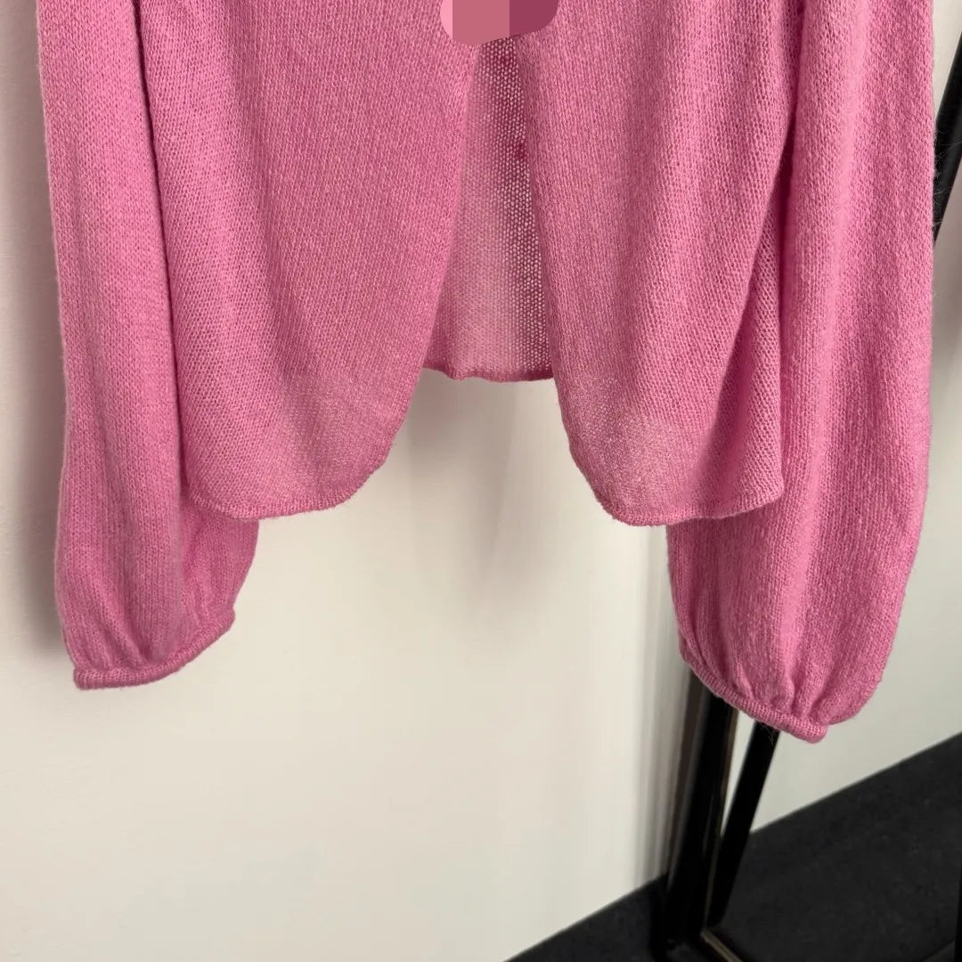 906 2025 Runway Summer Brand Same Style Sweater V Neck Cardigan Pink Fashion Womens Clothes High Quality Womens 20255854