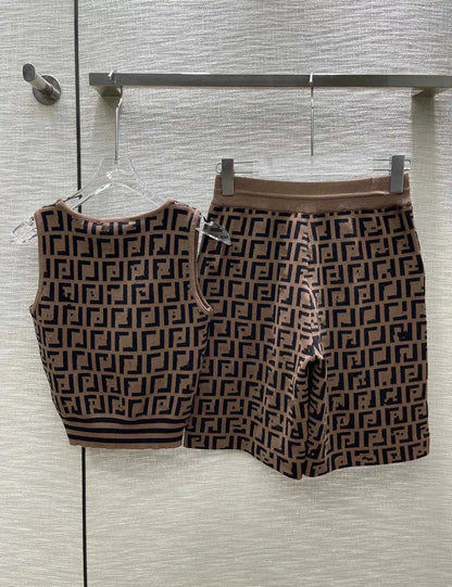 602 2024 Women'S Two Pieces Sets Dress Crew Neck Flora Print Short Skirt Empire Sleeveless Womens Clothes Jiashun