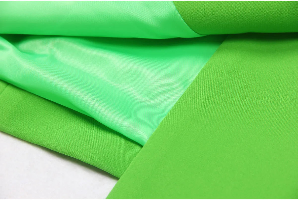 426 XXXL 2024 Milan Style Spring Summer Brand Same Style Two Pieces Sets Long Pants Green Lapel Neck Empire Long Sleeve Mans