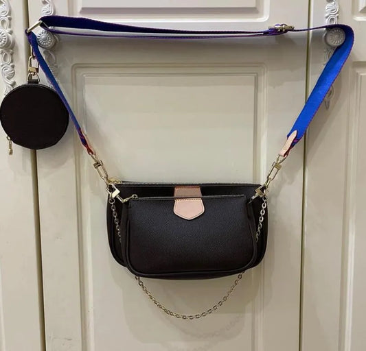 NEW Latest Classic Ladies Handbag Purse 3A in 1 Printed Flower Mahjong Bag with Frame Double-Sided Wide Chain Shoulder Strap Crossbody Bag