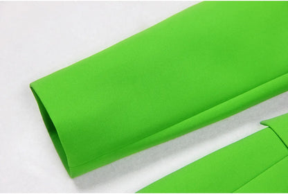 426 XXXL 2024 Milan Style Spring Summer Brand Same Style Two Pieces Sets Long Pants Green Lapel Neck Empire Long Sleeve Mans