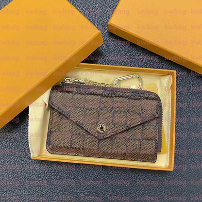 Fashion Flowers Designer Zipper Wallets Luxurys Men Women Leather Bags High Quality Classic Letters Coin Purse Original Box Plaid Card Holder Holders